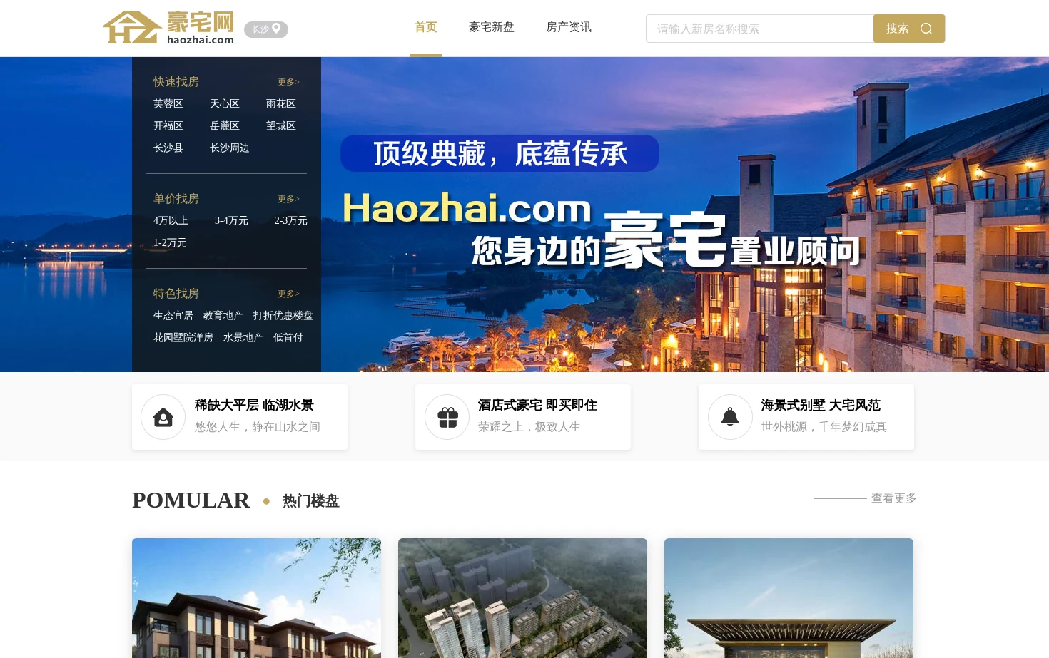 长沙豪宅网 页面快照